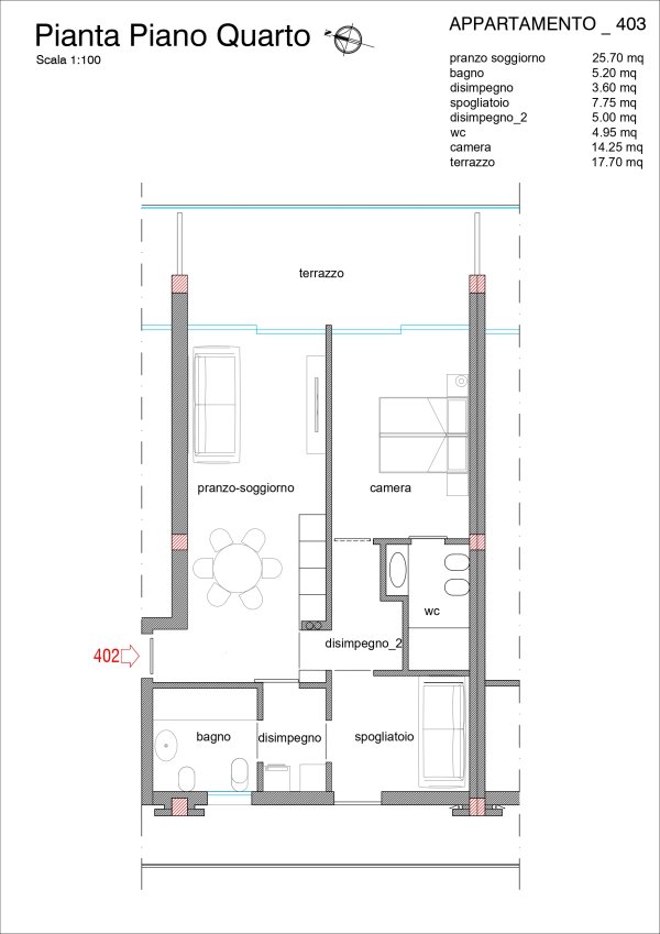 piantina appartamento 402